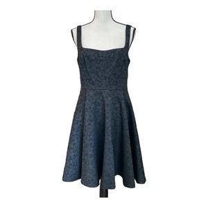 Jill Stuart Womens Dress Fit & Flare Black Jacquard Sleeveless Square Neck 12